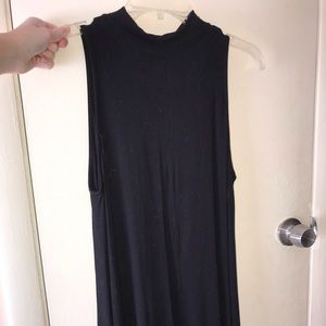 Solid black mock neck tank top dress